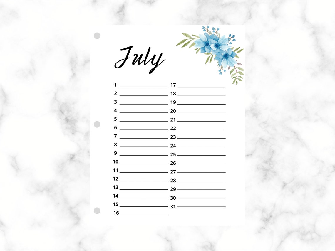 Printable Birthday Calendar | Annual Events | Floral Calendar ...