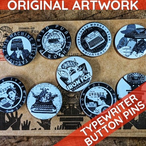 Counter Culture Typewriter Pins ft. Original Artwork