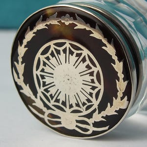 Vaso in argento massiccio e vetro tagliato intarsiato in finta tartaruga - Birmingham 1926 - Albert Carter