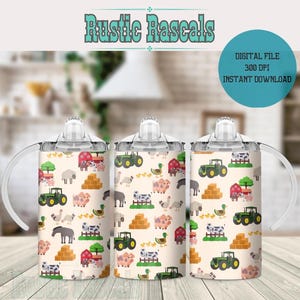 Kids Farm Animal 12oz Sippy cup Flip top cup Skinny Sublimation Designs Digital Download Tumbler Wrap PNG, Cute Sippy Cup, Kids Water Bottle
