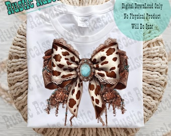 Western Cowgirl Bow png, Cowhide bow png, Coquette Cowgirl aesthetic, Lace Bow PNG, Bow Digital file,Cowgirl Bow Clipart png, Watercolor Bow