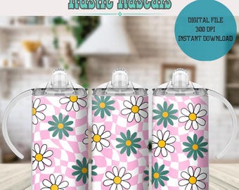 Enveloppement de tasse à clapet rétro pour gobelet 12 oz pour filles, emballage de tasse pour filles mignonnes png, conception de bouteille d'eau par sublimation pour filles, emballage de gobelet droit 12 oz