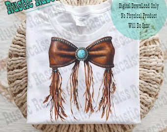 Western PNG Coquette Läderrosett Med Fransar Digital Nedladdning PNG Sublimering Läderrosett Sublimeringsdesigner Western Skjortadesigner