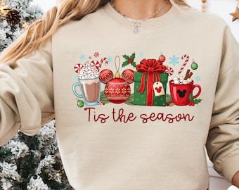 Mickey Christmas T-Shirt, Tis The Season Shirt, Merry Christmas T-Shirt, Winter Shirt, Disney Xmas Coffee Shirt, Christmas Party Sweatshirt