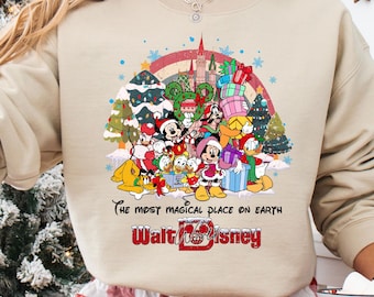 Walt Disney World Christmas Sweatshirt, The Most Magical Place On Earth Xmas T-Shirt, Mickey And Friends Christmas Tee, Disney Holiday Shirt