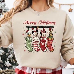 Disney Christmas Socks Shirt, Mickey Merry Christmas Sweatshirt, Mickey and Friends Christmas Shirt, Disney Group Christmas Sock Shirt bild 1