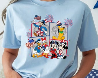 Camiseta Disney del 4 de julio, Personaje Disney del 4 de julio, Camiseta Mickey Minnie del 4 de julio, Camiseta Mickey y sus amigos del 4 de julio, Camiseta Disney USA