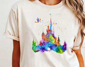 Watercolor Castle T-Shirt, Magical Kingdom Shirt, Disney Princess Castle Shirt, Colorful Magic Castle Shirt, Disneyland Vacation Shirt