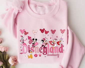 Disneyland Hearts Sweatshirt, Disneyland Valentines T-Shirt, Mickey And Friends Valentine Sweatshirt, Valentines Day Shirt, Valentine Gift