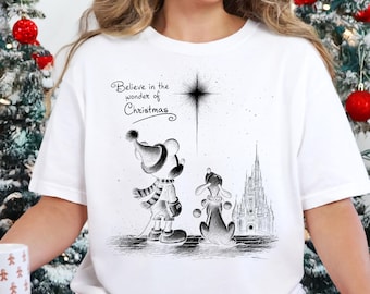 Believe In The Wonder Of Christmas T-Shirt, Mickey And Pluto Christmas Sweatshirt, Disney Christmas Castle Toddler Shirt, Merry Xmas Shirt