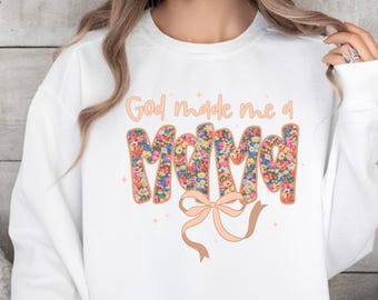 Camiseta "Dios me hizo mamá", camiseta cristiana para mamá, regalo para el Día de la Madre, regalo para baby shower, sudadera cristiana de otoño para mamá, camiseta para mamá primeriza