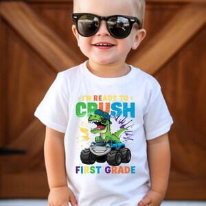 Boys Ready To Crush First Grade Shirt, 1st Day of School T-Shirt, First Grade Dinosaur Shirt, 1st Grade Outfit, 1st Grade Shirt for Kids
