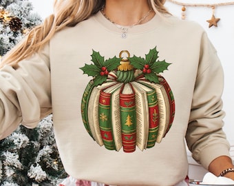 Christmas Book T-Shirt, Retro Winter Christmas Sweatshirt, Christmas Ornament Books Shirt, Book Lovers Christmas Shirt, Christmas Gift