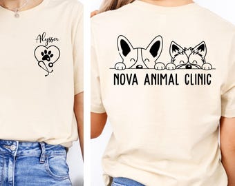 Personalized Vet Tech T-Shirt, Custom Name Veterinarian Shirt, Clinic Name Shirt, Vet Tec Gift, Animal Doctor Gift, Veterinarian Sweatshirt