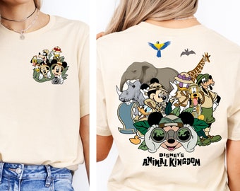 Mickey and Friends Safari Shirt, Two-sided Shirt, Disney Family Trip Tee, Disney Animal Kingdom Shirt, Mickey Sweatshirts, Disneyworld Tour