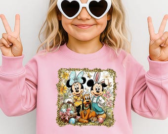 Mickey and Friends Easter T-Shirt, Disney Bunny Ears Shirt, Mickey Minnie And Pluto Easter Sweatshirt, Disneyland Happy Easter Shirt