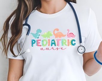 Pediatric Nurse Shirt, Nurse Shirt, Cute Pediatric Nurse Gift, Pediatrics Dinosaurs T-shirt, Nurse Appreciation Gift, New Nurse Shirt