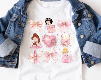 Coquette Bows Disney Princess Shirt, Princess Kids Shirt, Princess Bow Shirt, Disneyland Trip T-Shirt, Disney Party Tee, Gift for Girls