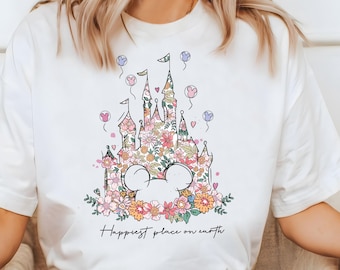 Happiest Place on Earth Shirt, Disney Castle Shirt, Vintage Disney Shirt, Magic Kingdom Shirt, Disneyland Shirt, Disney World Trip Shirt
