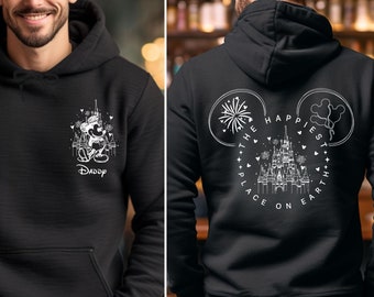 Custom The Happiest Place One Earth Sweatshirt, Disneyland Family Vacation, Mickey and Minnie Magical Castle Shirt, Disney Family Trip Shirt