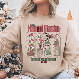 Retro Disney Haunted Mansion Christmas Shirt, Mickey and Friends Christmas Shirts, Mickeys Very Merry Xmas Shirt, Disney Christmas Party Tee image 1