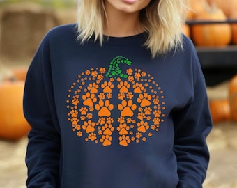 Paw Pumpkin Shirt, Paw Shirt, Pumpkin Dog Shirt, Dog Thanksgiving Shirt, Retro Pumpkin Shirt, Thanksgiving Sweatshirt, Dog Halloween Shirt