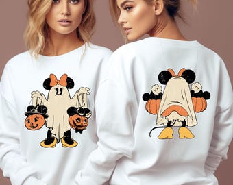 Minnie Ghost Halloween Two-Sided Shirt, Minnie Mouse Halloween T-Shirt, Disney Halloween Girls Trip Shirt, Minnie Ghost Sweatshirt