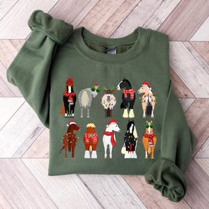 Horse Christmas Sweatshirt, Horse Lover Animal Christmas Shirt, Christmas Farm Animals T-Shirt, Christmas Horse Shirt, Gift For Horse Lover zdjęcie 1