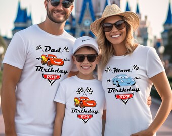Cars Birthday Boy Shirt, Personalized Disney Cars Birthday T-Shirt, Cars Family Birthday Shirts, Custom Dad Mom Shirt, Matching Family Shirt
