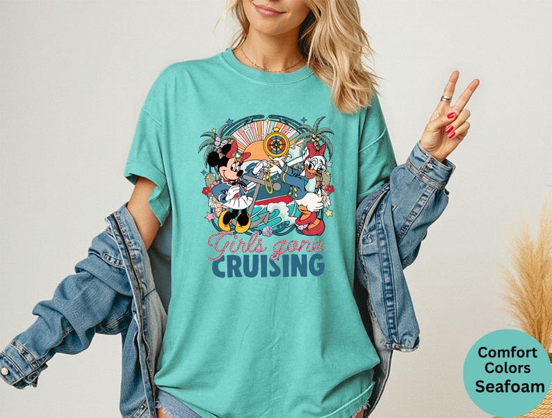 Comfort Colors® Disney Girls Gone Cruising Shirt, Daisy and Minnie Cruise Trip T-Shirt, Disney Matching Cruise Shirt, Disney Cruise Line Tee image 6