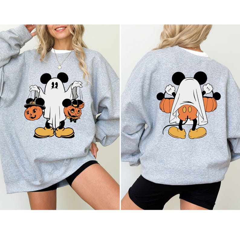 T-shirt Mickey Ghost, chemise Halloween Mickey, chemise Halloween Mickey dans le dos, cadeau voyage Halloween Disney, chemise citrouille d'automne, t-shirt fantôme image 3