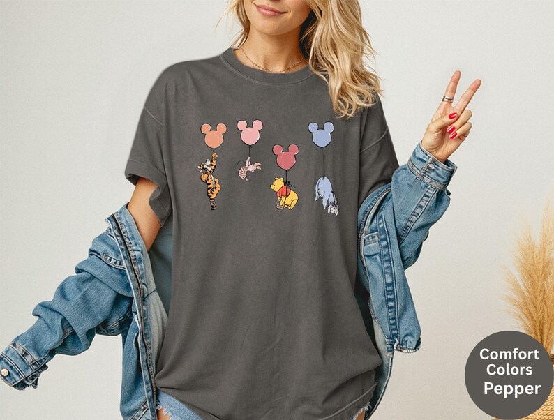 Comfort Colors® Disney Winnie The Pooh and Friends Shirt, Pooh Mickey Balloons Shirt, Disney Pooh T-Shirt, Disneyworld Family Trip Shirt image 8
