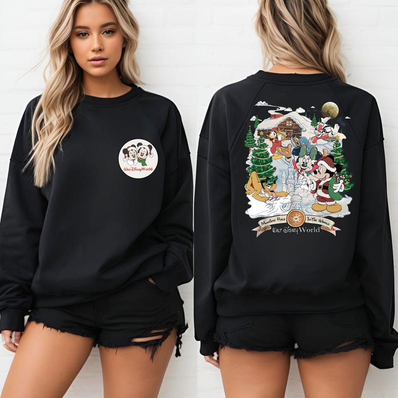Walt Disney World Christmas Shirt, Mickey And Friends Christmas Shirt, Disney World Christmas Shirts, Merriest Place In the World T-Shirt image 3