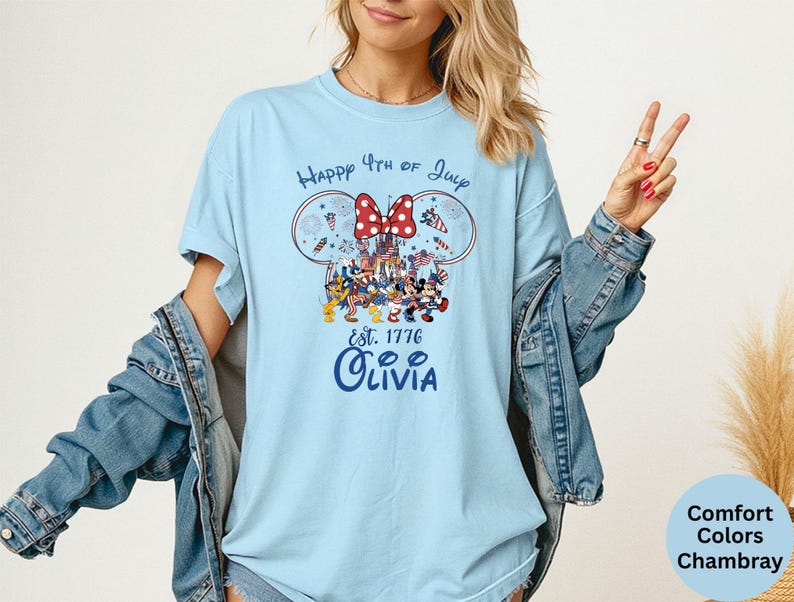 Comfort Colors® Custom Name Minnie Castle 4th of July Shirt, Mickey and Friends Usa Flag shirt, Happy 4th of July, USA 250th Anniversary Tee imagem 8