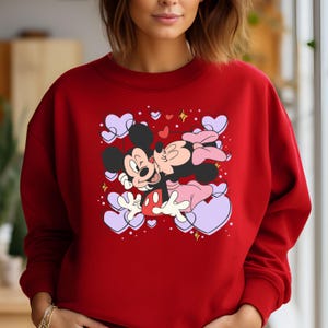 Disney Mickey Minnie Love Sweatshirt, Mickey Minnie Kiss Shirt, Mickey and Minnie Couple T-Shirt, Disney Lover Shirt, Valentines Day Gift