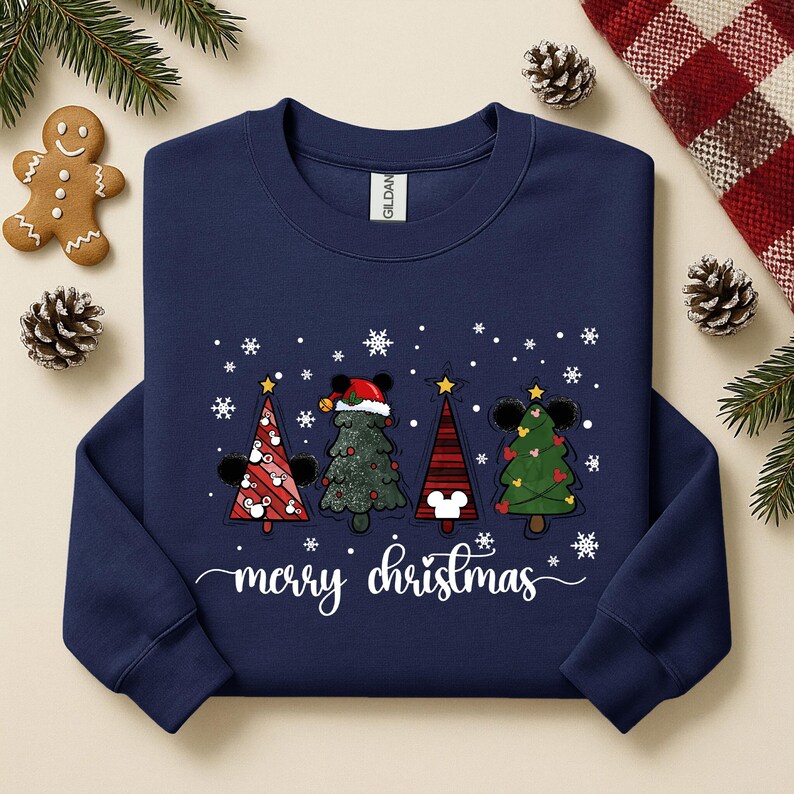 Disney Merry Christmas Shirt, Disneyland Holiday Shirt, Mickey and Minnie Christmas Sweatshirt, Disney T-Shirt For Holiday, Christmas Gift image 3