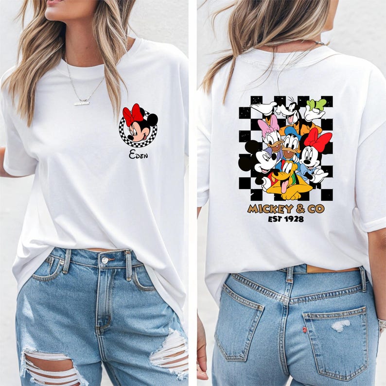 Camiseta personalizada de Disney, camiseta de Mickey y compañía, sudadera a cuadros de Mickey, camiseta de grupo de Disney, camiseta de Mickey y sus amigos, camiseta de viaje a Disney imagen 1