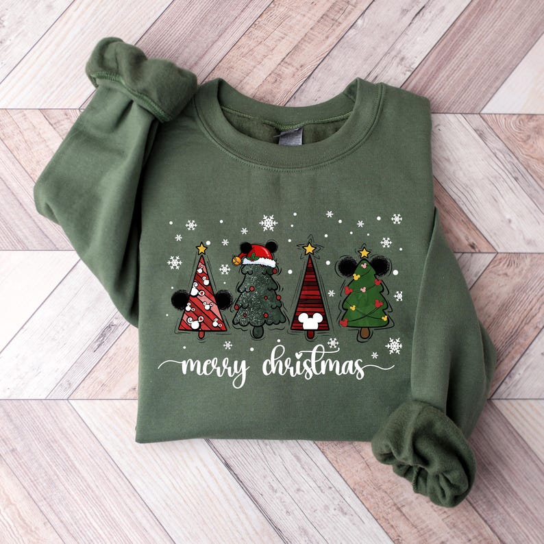 Disney Merry Christmas Shirt, Disneyland Holiday Shirt, Mickey and Minnie Christmas Sweatshirt, Disney T-Shirt For Holiday, Christmas Gift image 1