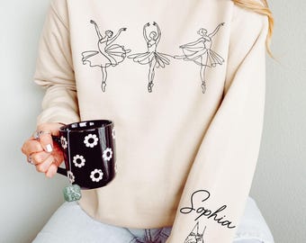 Personalized Name Ballet Sweatshirt, Custom Ballerina Sweater, Ballerina Sweatshirt ,Dance Teacher Gift, Sweater Gift for Dancers