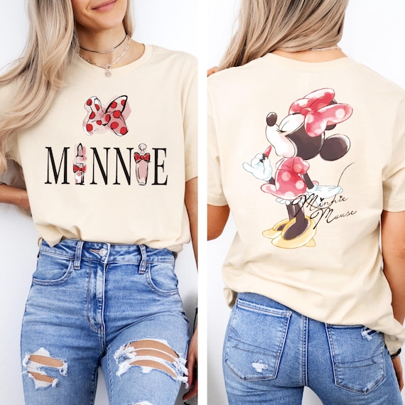 Minnie Mouse Lipstick Shirt, Disney Minnie Mouse Two Sided T-Shirt, Women's Disneyland Tee, Disney World Girls Trip Tees, Gift for Girls