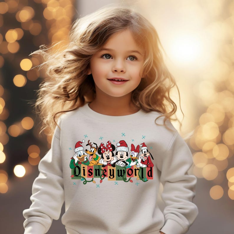 Sudadera navideña de Disneyworld, camiseta navideña vintage de Disney, camiseta navideña de Mickey y sus amigos, camiseta de fiesta navideña, muy feliz Navidad imagen 2