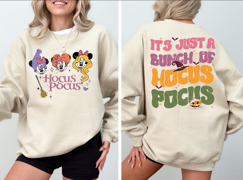 Disney Halloween Sweatshirt, Minnie And Daisy Halloween Shirt, Disney Witch Movie Sweatshirt, Disneyland Halloween Party Shirt, Family Gift image 1