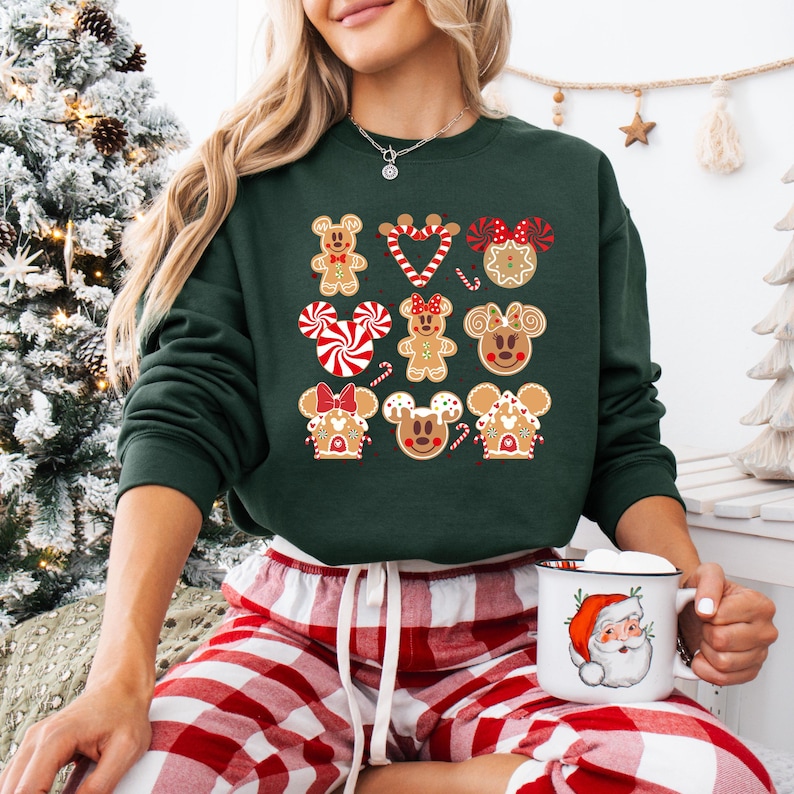 Vintage Disney Gingerbread Christmas Sweatshirt, Mickey Minnie Christmas Shirt, Disneyland Family 2026 Trip Gift, Very Merry Christmas Shirt image 1