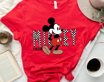 Mickey 1928 Shirt, Checkered Mickey Mouse Shirt, Vintage Mickey Shirt, Disney Vacation Shirt, Mickey Kids Shirt, Disneyland Family Trip Tee