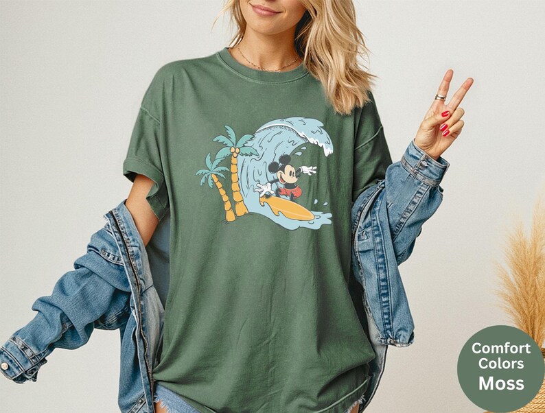 Comfort Colors® Mickey Surfing T-Shirt, Disney Mickey Shirt, Disney Summer Trip Shirt, Summer Kids Shirt, Mickey Summer Vacation Shirt image 5