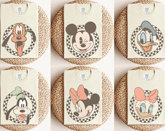 Retro Mickey and Friends Shirt, Disney Trip Shirt, Checkered Mickey Shirt, Retro Mickey Shirt, Disney Family Vacation T-Shirt, Mickey Mouse