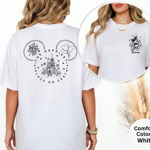 Comfort Colors® Custom The Happiest Place One Earth Shirt, Family Vacation, Mickey and Minnie Magical Castle Shirt, Disney Family Trip Shirt image 4