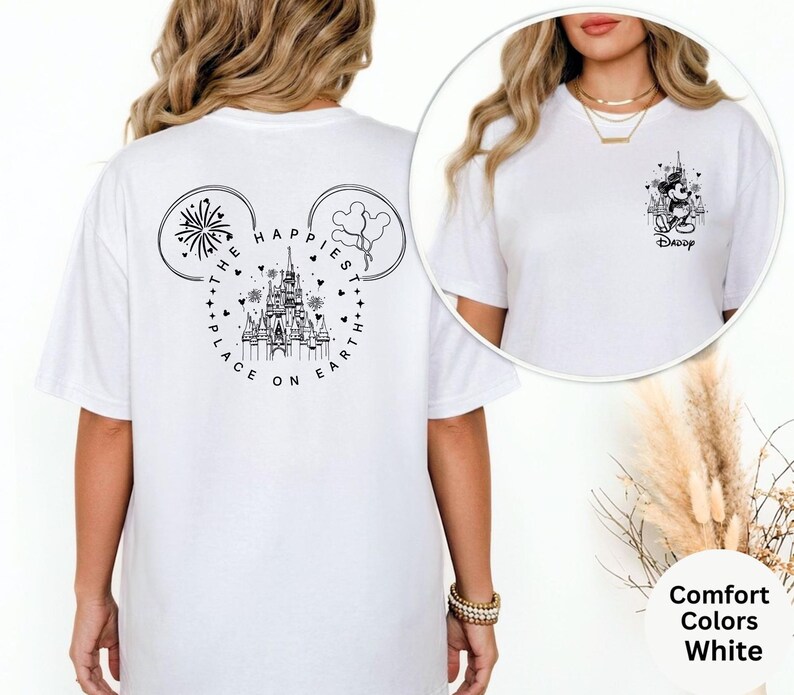 Comfort Colors® Custom The Happiest Place One Earth Shirt, Family Vacation, Mickey and Minnie Magical Castle Shirt, Disney Family Trip Shirt image 4