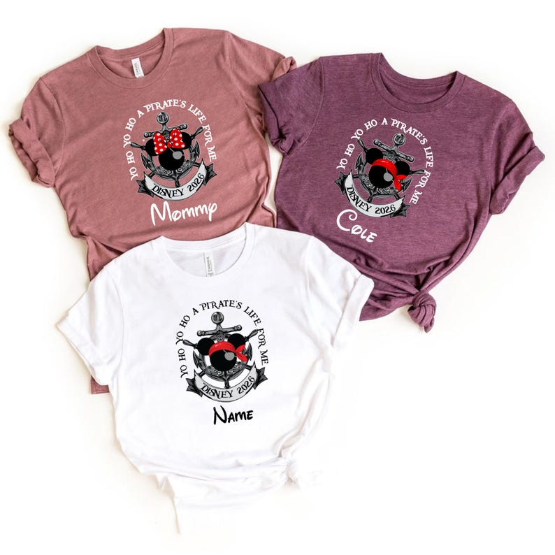 Custom Disney Pirates Family T-Shirt, Mickey And Minnie Pirate Shirt, Disney Pirate Family Matching Shirt, Disney Cruise Group Shirt imagem 3