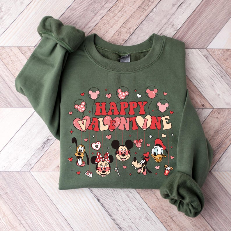 Camiseta de Mickey y sus amigos con el mensaje "Happy Valentine", sudadera con personajes de Disney para el día de San Valentín, camiseta de Disney Love, camiseta del día de San Valentín, camiseta de Disney Trip imagen 5